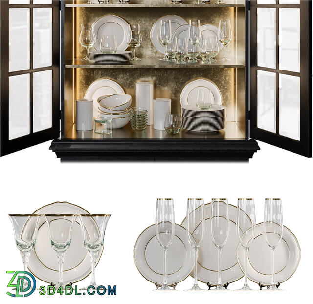 Wardrobe _ Display cabinets - Antique Сupboard With Dishes