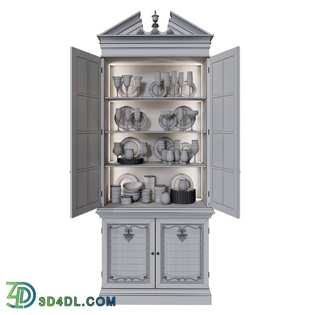 Wardrobe _ Display cabinets - Antique Сupboard With Dishes