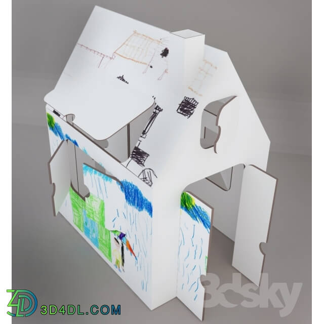 Toy - Cardboard cottage in child