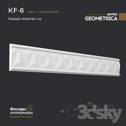Decorative plaster - Gypsum frieze cornice - KF-6. Dimensions _120x35x1000_. Exclusive series of decor _Geometrica_. 
