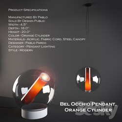Ceiling light - Bel Occhio Pendant_ Orange Cylinder 