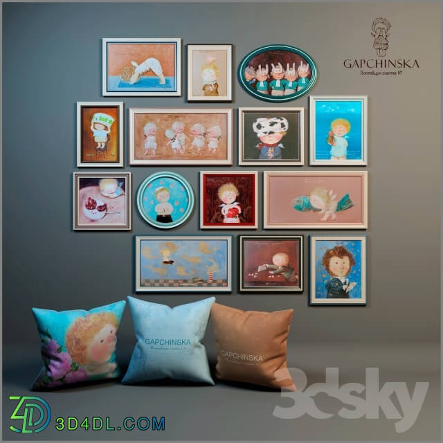 Miscellaneous - Decorative set of paintings and pillows for baby boy