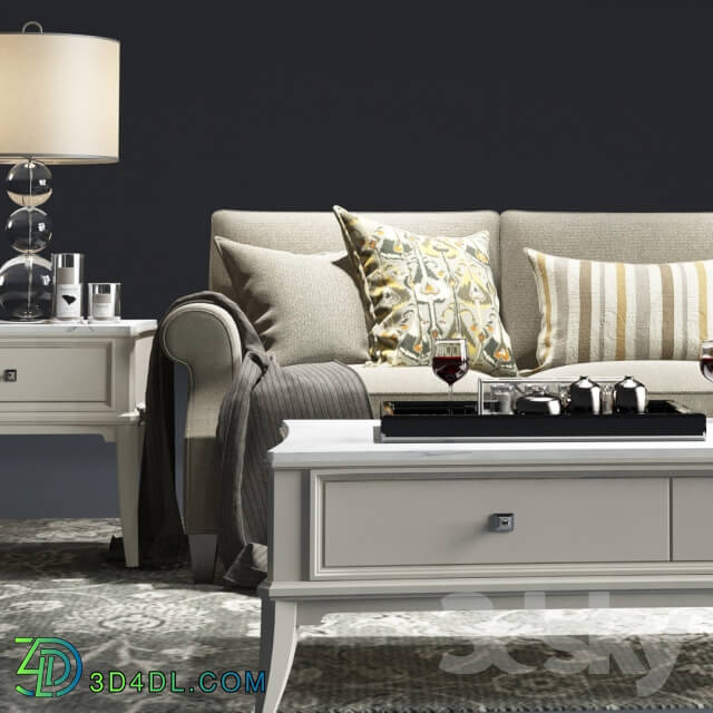 Sofa - Thomasville_Tawny Sofa_Manuscript Cocktail Table