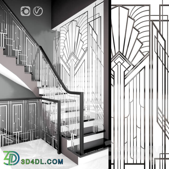 Staircase - Forged guard of the Art-Deco staircase