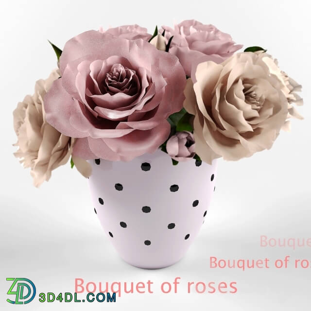 Plant - The bouquet of roses in a polka dot ceramic vase