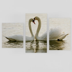 Frame - Modular painting on canvas _A pair of swans_. 