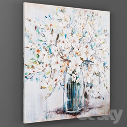 Frame - White and Blue Soft Floral Canvas Art Print 