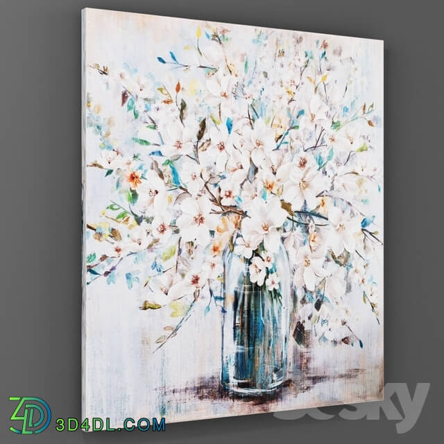 Frame - White and Blue Soft Floral Canvas Art Print