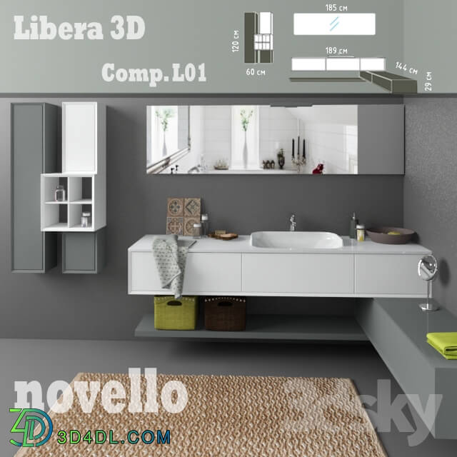 Bathroom furniture - Novello Libera 3D comp.L1