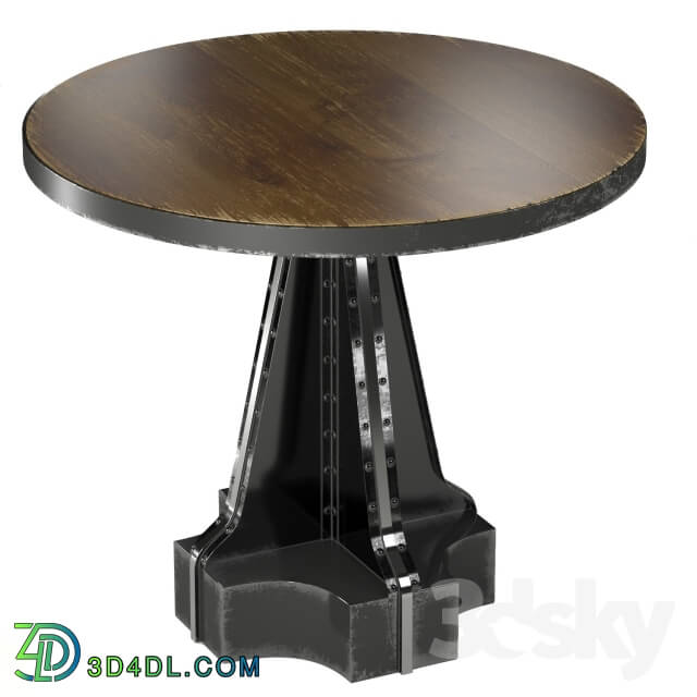 Table - French Column round dining table in the industrial style