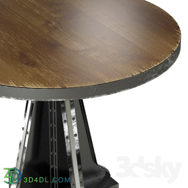 Table - French Column round dining table in the industrial style