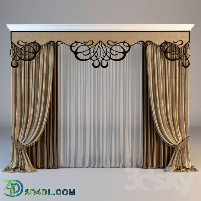 Curtain - Classical curtain with lambrequins openwork