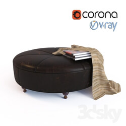 Other soft seating - Round leather ottoman 