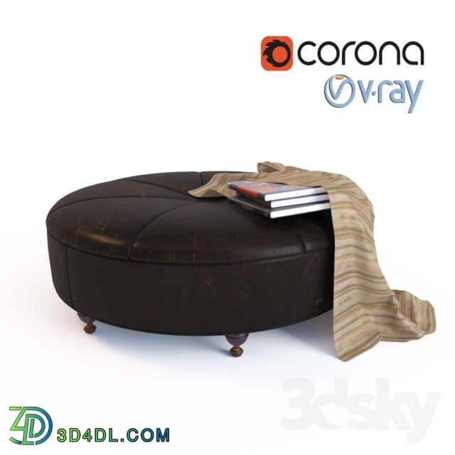 Other soft seating - Round leather ottoman