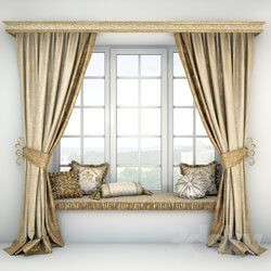 Curtain - Soft quilted sill with cushions and curtains 
