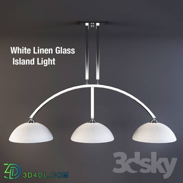 Ceiling light - Nickel White Linen Glass Island Light