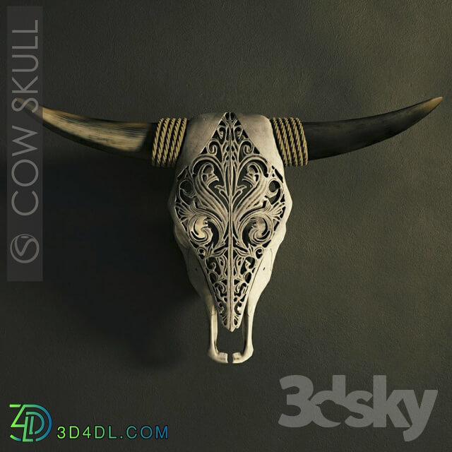 Other decorative objects - Decorative carved skull of a cow.