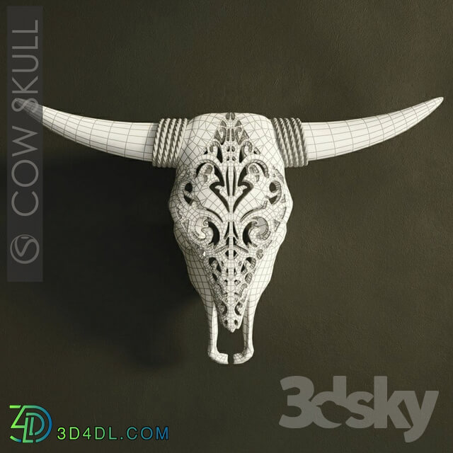 Other decorative objects - Decorative carved skull of a cow.
