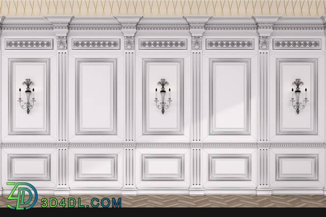 Decorative plaster - Boiserie classic panels and Decorative Crafts Wood Sconce - 1850