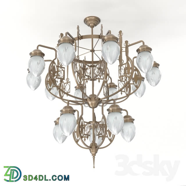 Ceiling light - Patinas Lighting_ Pannon 15 armed chandelier