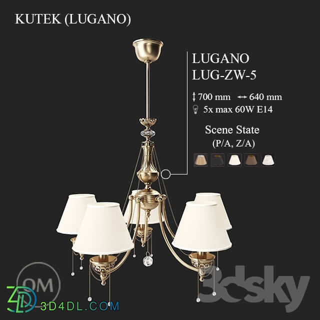 Ceiling light - KUTEK _LUGANO_ LUG-ZW-5- _P _ A_ Z _ A_