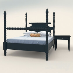 Bed - Gwendoline Spindle Bed and bed table 