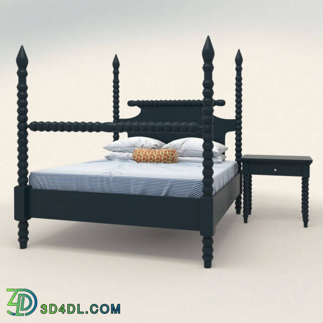 Bed - Gwendoline Spindle Bed and bed table