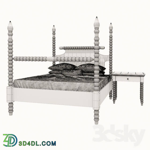 Bed - Gwendoline Spindle Bed and bed table