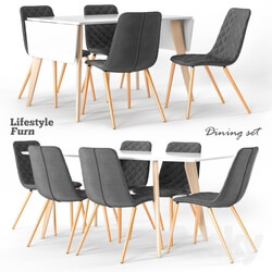 Table _ Chair - LifestyleFurn dining set 