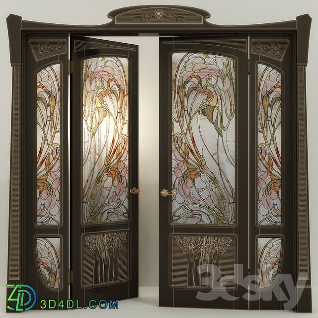 Doors - Stained glass door two-field_ modern