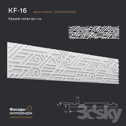 Decorative plaster - Gypsum Cornice - KF-16. Dimensions _20x300x1000_. Exclusive decor series _Geometrica_. 