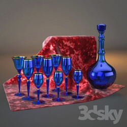 Tableware - Set of glasses with a carafe 