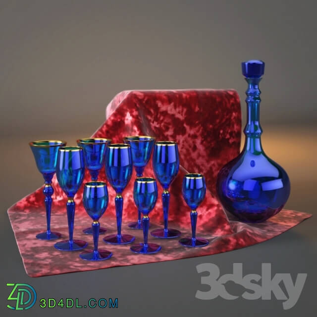 Tableware - Set of glasses with a carafe