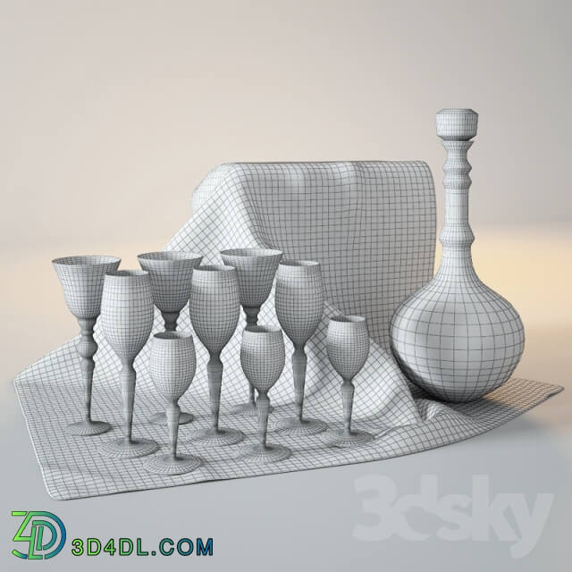 Tableware - Set of glasses with a carafe
