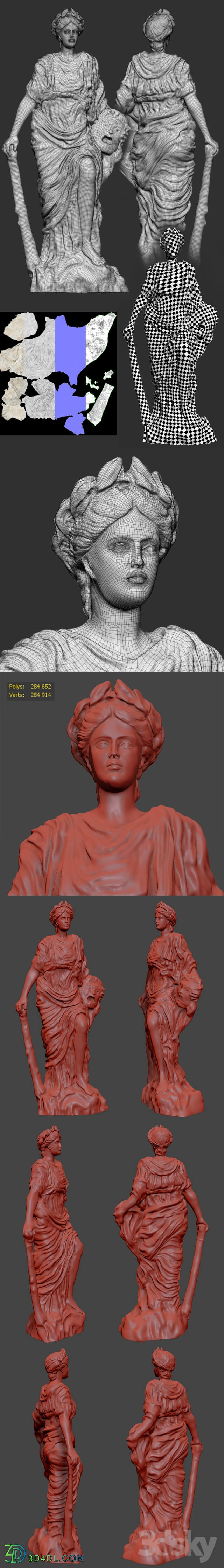 Sculpture - Classic Antique sculpture _Melpomene_ vray _ corona