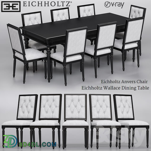 Table _ Chair - Eichholtz Anvers Chair and Wallace Dining Table