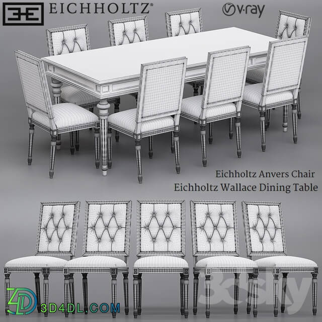 Table _ Chair - Eichholtz Anvers Chair and Wallace Dining Table