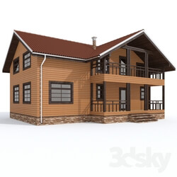 Building - Wooden 2-storey house. 