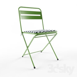 Chair - Green Metal Folding Chair 