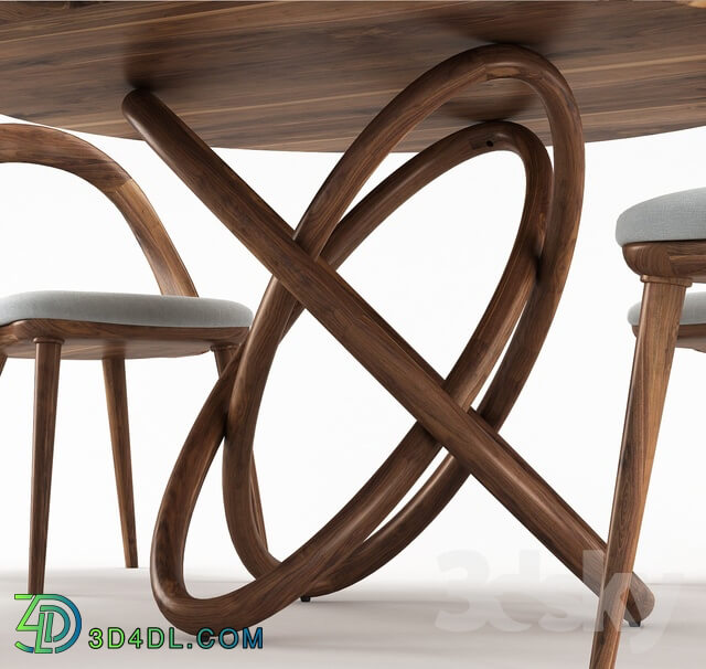 Table _ Chair - NORHOR Bergen round table and Walnut chair