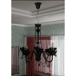 Ceiling light - chandelier made of black glass 