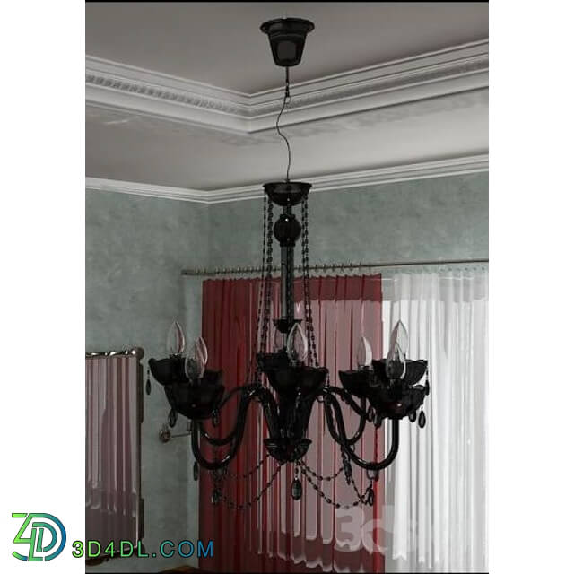 Ceiling light - chandelier made of black glass