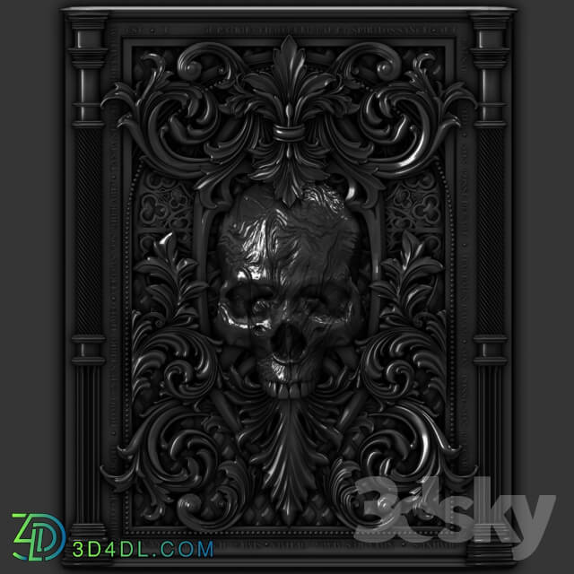 Decorative plaster - Skull in victorian frame