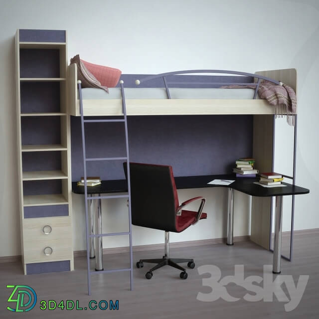 Full furniture set - Training Area _quot_Indigo_quot_ _ Teen loft bed _quot_Indigo_quot_