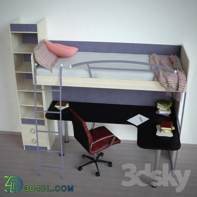 Full furniture set - Training Area _quot_Indigo_quot_ _ Teen loft bed _quot_Indigo_quot_