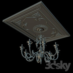 Ceiling light - chandelier and moulding 