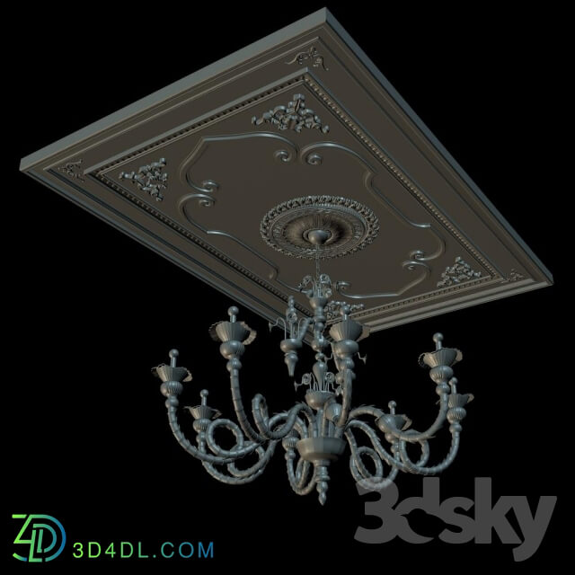 Ceiling light - chandelier and moulding