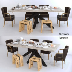 Table _ Chair - Dialma brown set 