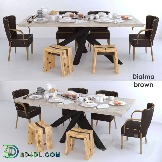 Table _ Chair - Dialma brown set