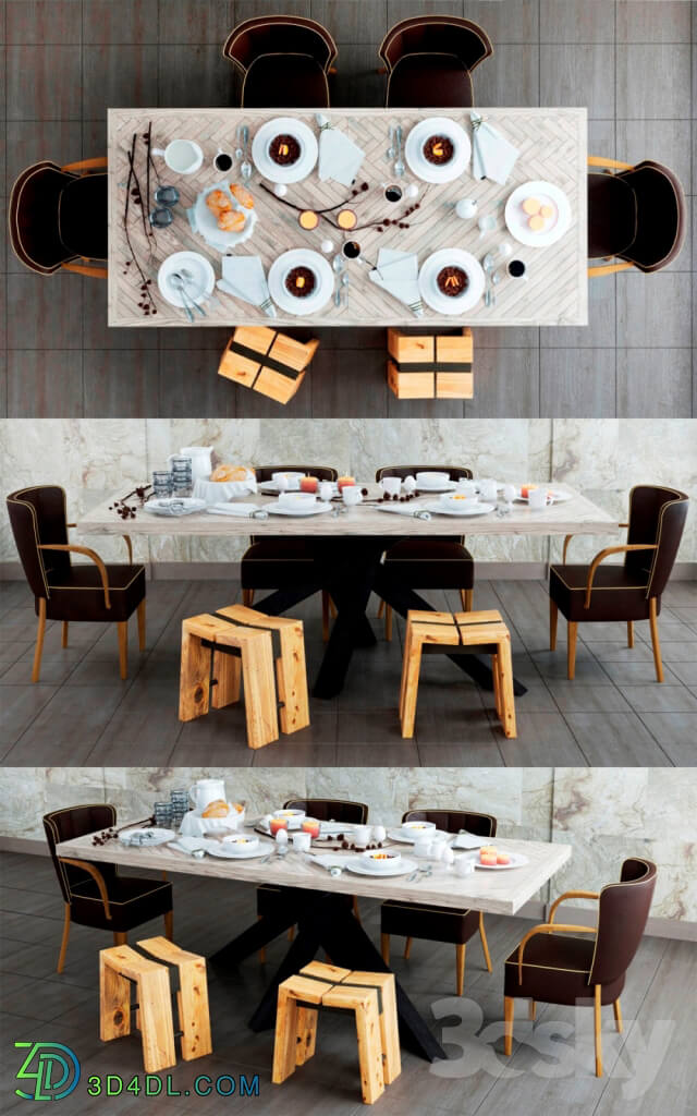 Table _ Chair - Dialma brown set